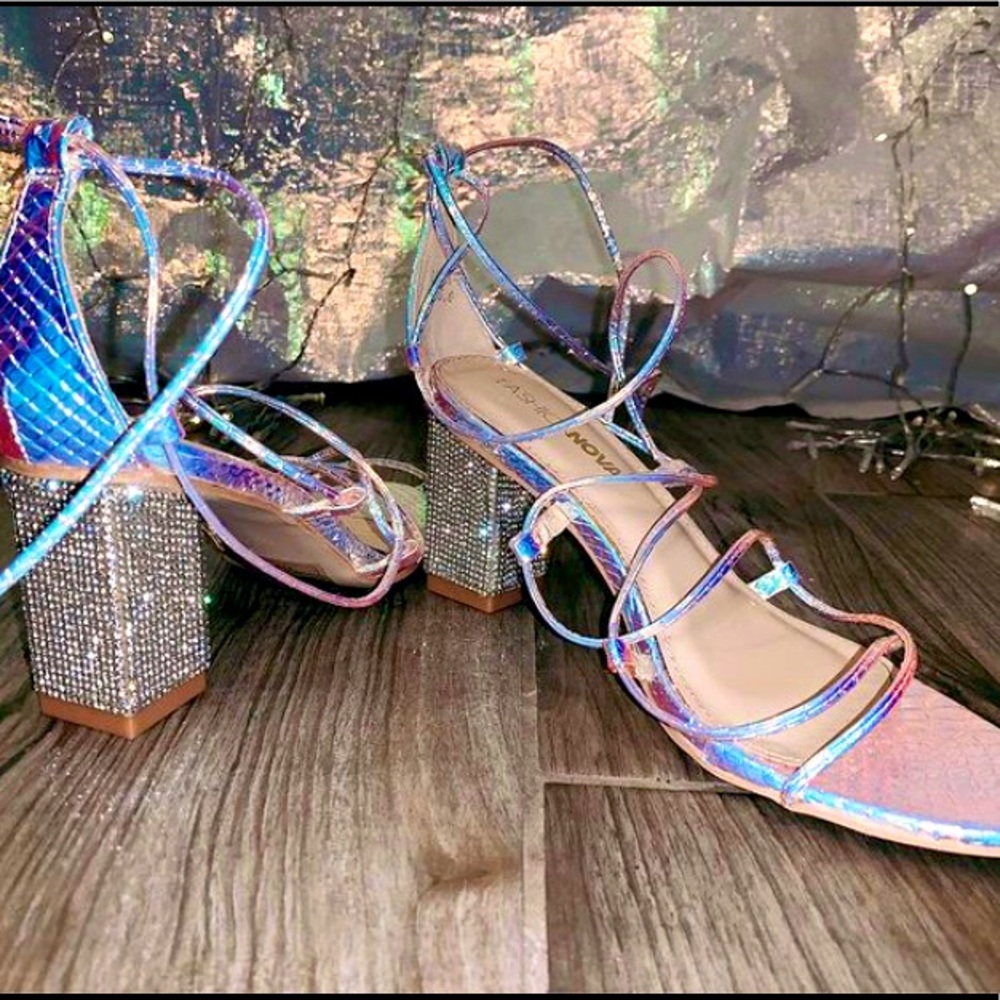 FashionNova Metallic Lace Up Heels